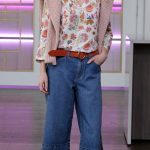 woman model flower top jeans