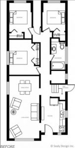 The before floor plans for Karen Sealy's parents renovation.