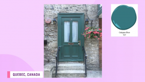 Blue/green door in Quebec Canada